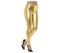 Smiffys Women's 80s Disco Metallic Leggings in Gold | Size: Medium Smiffys Gold M