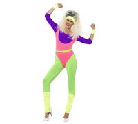 Smiffys Women's 80s Work Out Contrast Costume Set | Size: Medium Smiffys Multicolor M