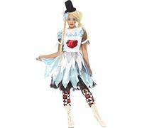 Smiffys Women's Alice in Blunderland Costume, Dress and Hat, Once Upon a Nightmare, Size: M, Colour:Mixed, 28034