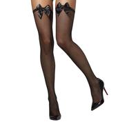 Smiffys Women's Bow Fishnet Hold Up Stockings in Black Smiffys Black One Size