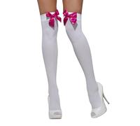 Smiffys Women's Bow Opaque Hold Up Stockings in White Smiffys White One Size