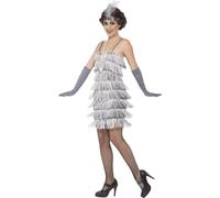 Smiffys Women's Flapper Costume Set in Silver | Size: Small Smiffys Silver S