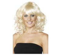 Smiffys Women's Foxy Mid Length Wig in Yellow Smiffys Yellow