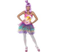 Smiffys Candy Queen Costume, Pink Latex Bodice with Dress, Icons & Idols Fancy Dress, Adult Dress Up Costumes