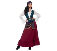 Smiffy's Women's Deluxe Pirate Buccaneer Beauty Costume, Dress, Sash, Bandana & - costume deluxe pirate buccaneer beauty fancy dress ladies outfit