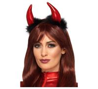 Smiffys Womens/ladies Devil Horns Metallic Headband Red/black (One Size)