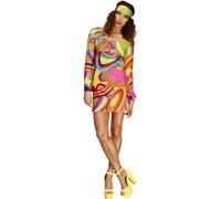 Smiffys Womens/Ladies Fever 70s Flower Power Costume Dress