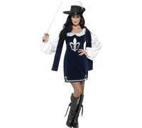 Smiffy's Women's Musketeer Costume Set – Navy/White/Black – Size S