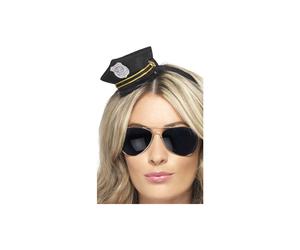 Smiffy's Women's Mini Cop Hat, Black, One Size, 22740 - mini hat cop fancy dress police accessory black ladies officer womens