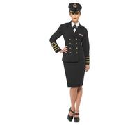 Smiffys Women's Navy Officer Costume Set in Black | Size: Medium Smiffys Black M