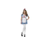 Smiffys Nurse Naughty Costume, Blue with Dress, Apron & Hat, Hospital Fancy Dress, Adult Dress Up Costumes