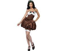Smiffy's Women's Saucy Pud Costume, Dress and Headpiece, Size 8-10, Colour: Brown, 33142