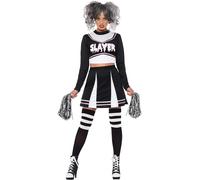 Fever Gothic Cheerleader Ladies Fancy Dress Halloween Vampire Womens Costume New