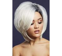 Smiffys Fever Savanna Wig, True Blend, Ice Blonde Asymmetric Bob, Side Parting, 30cm/ 12in, Fever Wigs Fancy Dress, Fever Dress Up Wigs