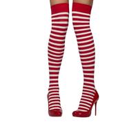 Smiffys Women's Striped Opaque Hold Up Stockings in White Smiffys White One Size