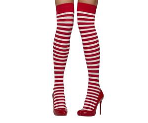 Smiffys Women's Striped Opaque Hold Up Stockings in White Smiffys White One Size