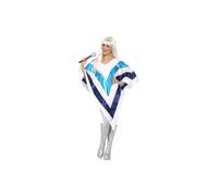 Smiffys Super Trooper Poncho, White , 1970's Disco Fancy Dress, Adult Dress Up Costumes, One Size Halloween