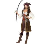 Smiffys Women's Wench High Seas Pirate Costume Set in Brown | Size: Large Smiffys Brown L
