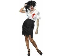 Ladies 'Worked to Death' Zombie Fancy Dress Costume UK 8-10