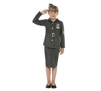 Smiffy's Children's WW2 Army Girl Costume, Jacket, Skirt, Attached Belt And - costume army fancy dress ww2 girl girls uniform book world war