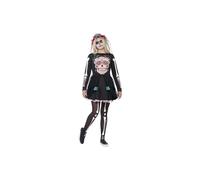 Smiffy's Young Adult Female's Sugar Skull Sweetie Costume, Dress And Headpiece, -