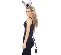 Smiffys Zebra Kit, Black & White with Headband & Tail, Party Animals Fancy Dress, Animal Dress Up Accessories