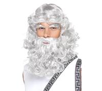Smiffys Zeus Kit, Grey with Wig, Beard & Eyebrows, Legends & Myths Fancy Dress, Adult Dress Up Wigs