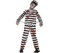 Smiffys Zombie Convict Costume, Black & White with Trousers, M M - 7-9 Years