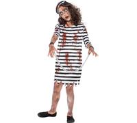 Smiffys Zombie Convict Girl, Black & White with Dress, Hat & Chain, Halloween Child Fancy Dress, Zombie Dress Up Costumes