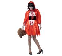 Smiffys Zombie Little Miss Hood Costume, Red with Dress & Cape, Halloween Zombie Alley Fancy Dress, Halloween Dress Up Costumes