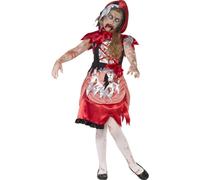 Girls Zombie Miss Hood Costume Red Riding Fairytale Corpse Halloween Fancy Dress
