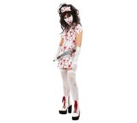 Smiffys Zombie Nurse Costume with Headband Mask and Dress Women’s Halloween Fancy Dress Outfit Scary Hospital Horror Character, X-Small