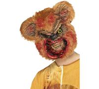 Smiffys Zombie Teddy Bear Mask, Brown EVA, with Fur, Halloween Zombie Alley Fancy Dress, Zombie Dress Up Masks