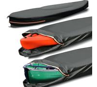 Smikodo Kayak Cover 9ft 600D Tear Resistant Trailerable Kayak Covers for Outdoor Storage, Waterproof & UV-Proof Heavy Duty Canoe Cover for Indoor/Outdoor Storage(Grey) Fit 8-10ft Kayak Storage