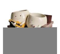 Smil ey Face Planter Pot, with Adorable Smiling Design, 19.2x10.6cm, Cute Funny Heart Rocking Chair, cactus planter container, Compact and Display-Ready, for Cactus, Monstera, Aloe, Patio, Porch