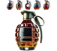 Smilamo Military Hand Grenade Whiskey Bottle,300ml Engraved Glass Bottle with Eagle Emblem,Army Themed Liquor Container,Durable & Leakproof Patriotic Barware Gift for Him (B)