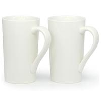 Smilatte 20 oz / 600ml Large Coffee Mugs, M007 Plain Tall Ceramic Cup with Handle for Dad Men, Set of 2, White