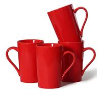Smilatte 350ML Coffee Mugs, M099 Novelty Ceramic Cup for Boy Girl Lover, Set of 4, Red