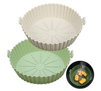 Smilcloud 2 Pcs Air Fryer Silicone Liner, 5.3 Inch Round Silicone Pot Baking Pan Air Fryer Paper Liners Replacement Round Silicone Mats Air Fryer Basket for Oven Microwave Home Kitchen