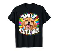 Smile A Little More Happy Puppy Colorful Positive Quote Value Graphic T-Shirt