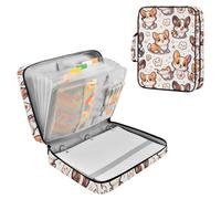 Smile Dog Zipper Binder Bag 3 Ring 6-Tab Expanding File Folder 500 Sheets Organizer for School Work Office