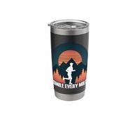 Smile Every Mile Motivational Runner Mountain Sunset Stainless Steel Insulated Tumbler