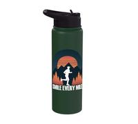 Smile Every Mile Motivational Runner Mountain Sunset Stainless Steel Insulated Water Bottle