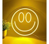 Smile Face Neon Sign for Wall Decor, USB Powered Cheerful Light Up Sign, 13 Inch Diameter LED Emoji Smiley Face Wall Signs for Bedroom, Kids Room, Wedding Party Decor