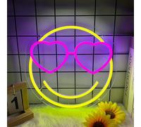 Smile Face Neon Sign, Funny Smile Face Led Neon Signs for Wall Decor, Dimmable Neon Light for Bedroom, Game Room, Kids Room, Bar Decoration, USB Light Up Signs for Wedding Birthday Party