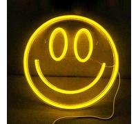 Smile Face Neon Sign Smiling LED Neon Light Yellow Smiley Face Neon Lights Signsfor Bedroom Wall Decor, Kid's Room Wedding Party, Birthday Gift