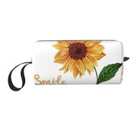 Smile Face Sunflower Print Simple Organizer Pouch, Lightweight Travel Bag, Foam Padded Cosmetic Case