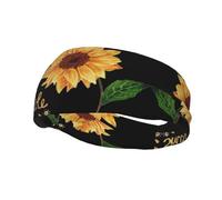 Smile Face Sunflower Print Sweatbands Sports Headband For Men & Women,For Running Fitness Yoga Cycling,Sweat Wicking Non Slip