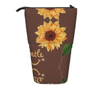 Smile Face Sunflower Standing Telescopic Pencil Bag Oxford Cloth Bag Portable for Boys Girls Teens Students Office