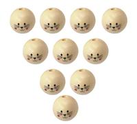 Smile Face Wooden Beads, Wooden Round Beads | Safe And Reliable Round Natural Wood Beeads, Crafty Creations Cat Head Beeads Bracelets Woooden Beaads Log Color